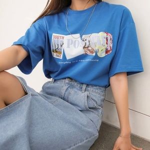 DAZY Blue "Be Positive" Graphic Tee